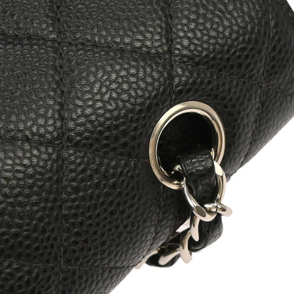 Chanel 2000-2002 Black Caviar Skin Medium Classic Double Flap Shoulder Bag