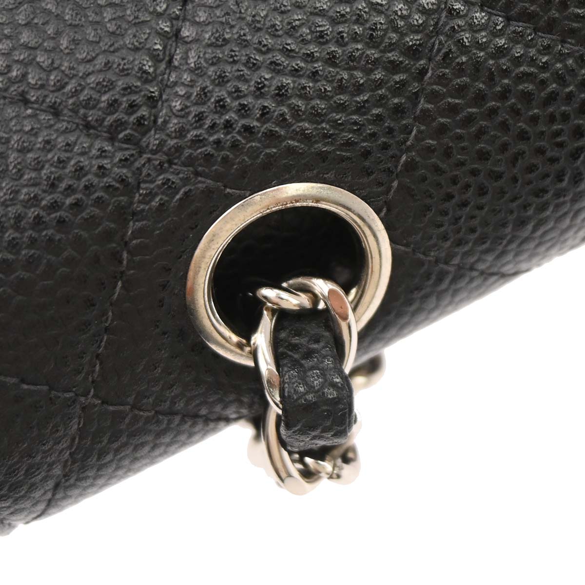 Chanel 2000-2002 Black Caviar Skin Medium Classic Double Flap Shoulder Bag