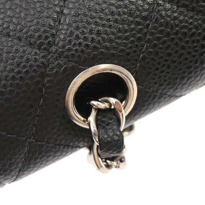 Chanel 2000-2002 Black Caviar Skin Medium Classic Double Flap Shoulder Bag