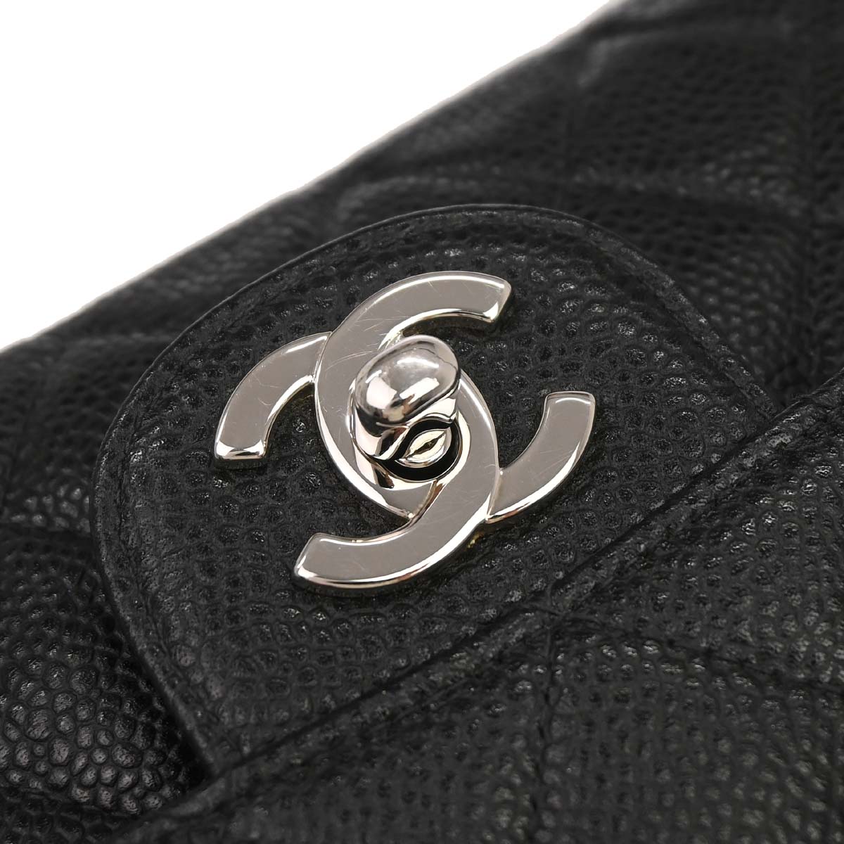 Chanel 2000-2002 Black Caviar Skin Medium Classic Double Flap Shoulder Bag