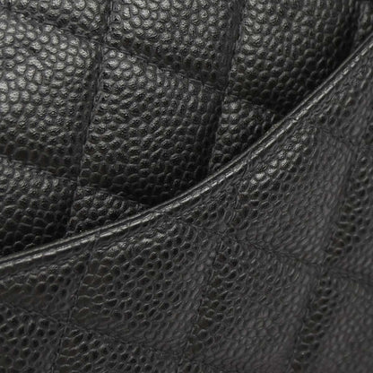 Chanel 2000-2002 Black Caviar Skin Medium Classic Double Flap Shoulder Bag