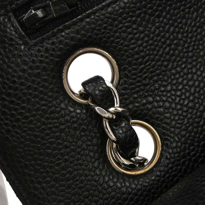 Chanel 2000-2002 Black Caviar Skin Medium Classic Double Flap Shoulder Bag