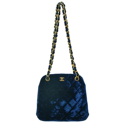 Chanel Blue Velvet Chain Handbag
