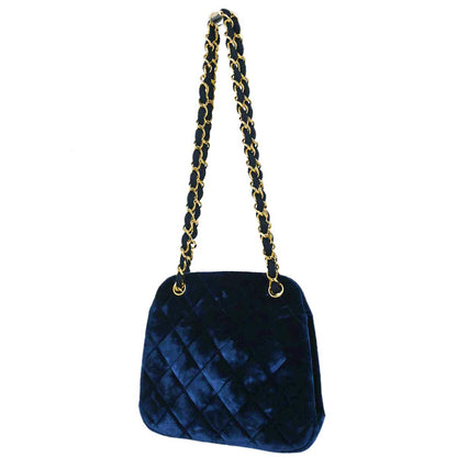 Chanel Blue Velvet Chain Handbag