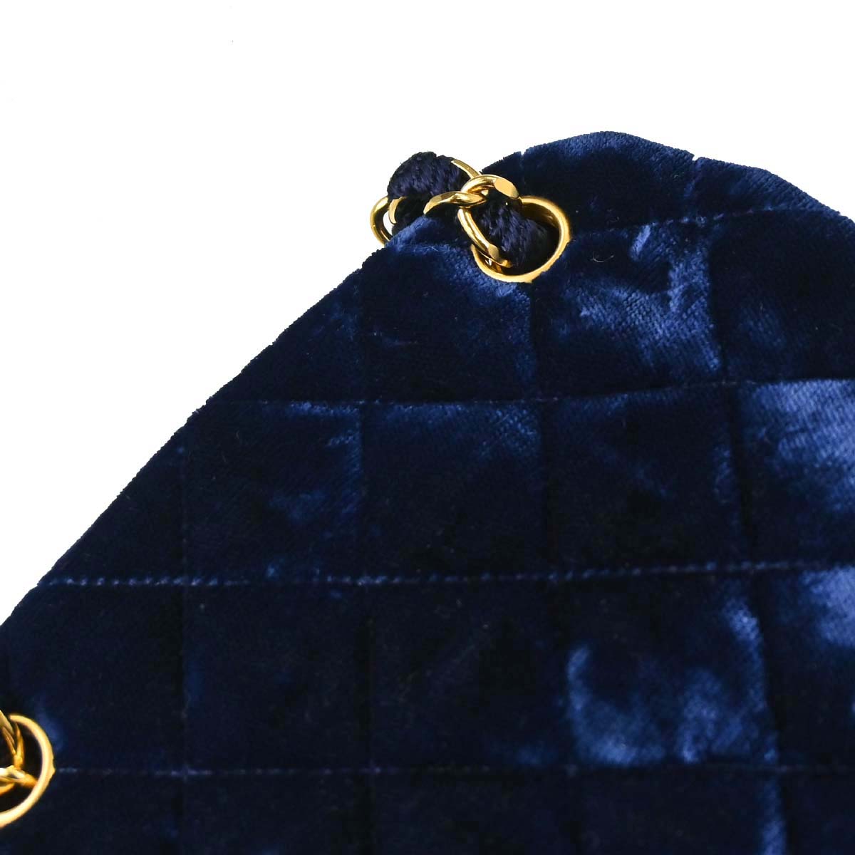 Chanel Blue Velvet Chain Handbag