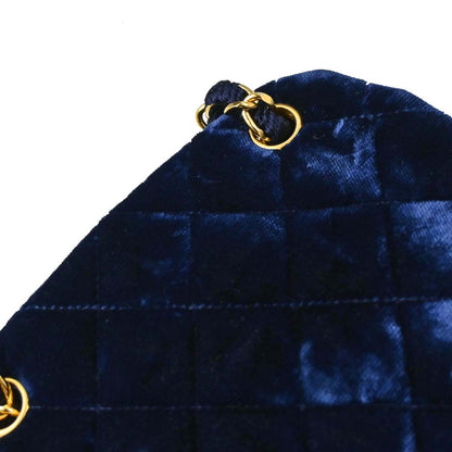 Chanel Blue Velvet Chain Handbag
