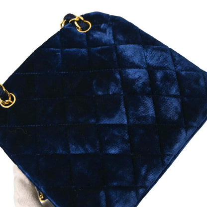 Chanel Blue Velvet Chain Handbag