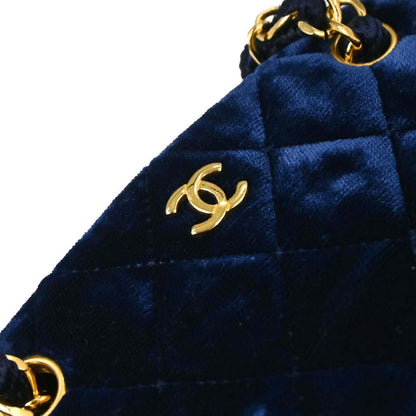Chanel Blue Velvet Chain Handbag