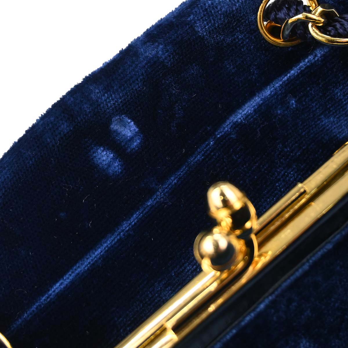 Chanel Blue Velvet Chain Handbag