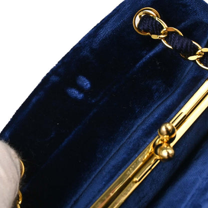 Chanel Blue Velvet Chain Handbag