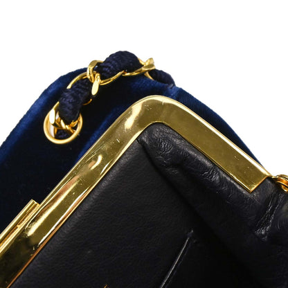 Chanel Blue Velvet Chain Handbag