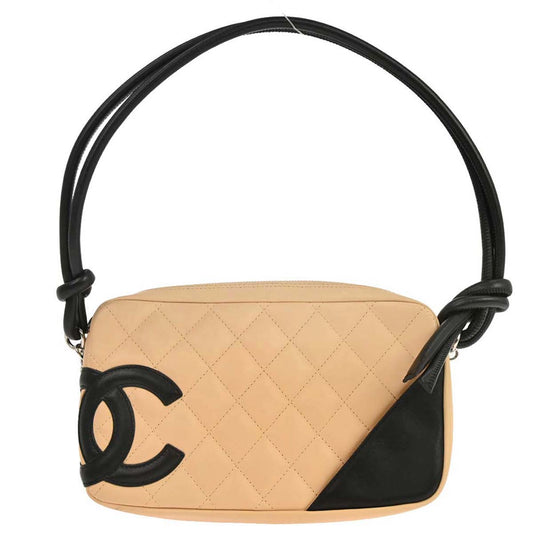 Chanel 2005-2006 Beige Black Calfskin Cambon Ligne Handbag