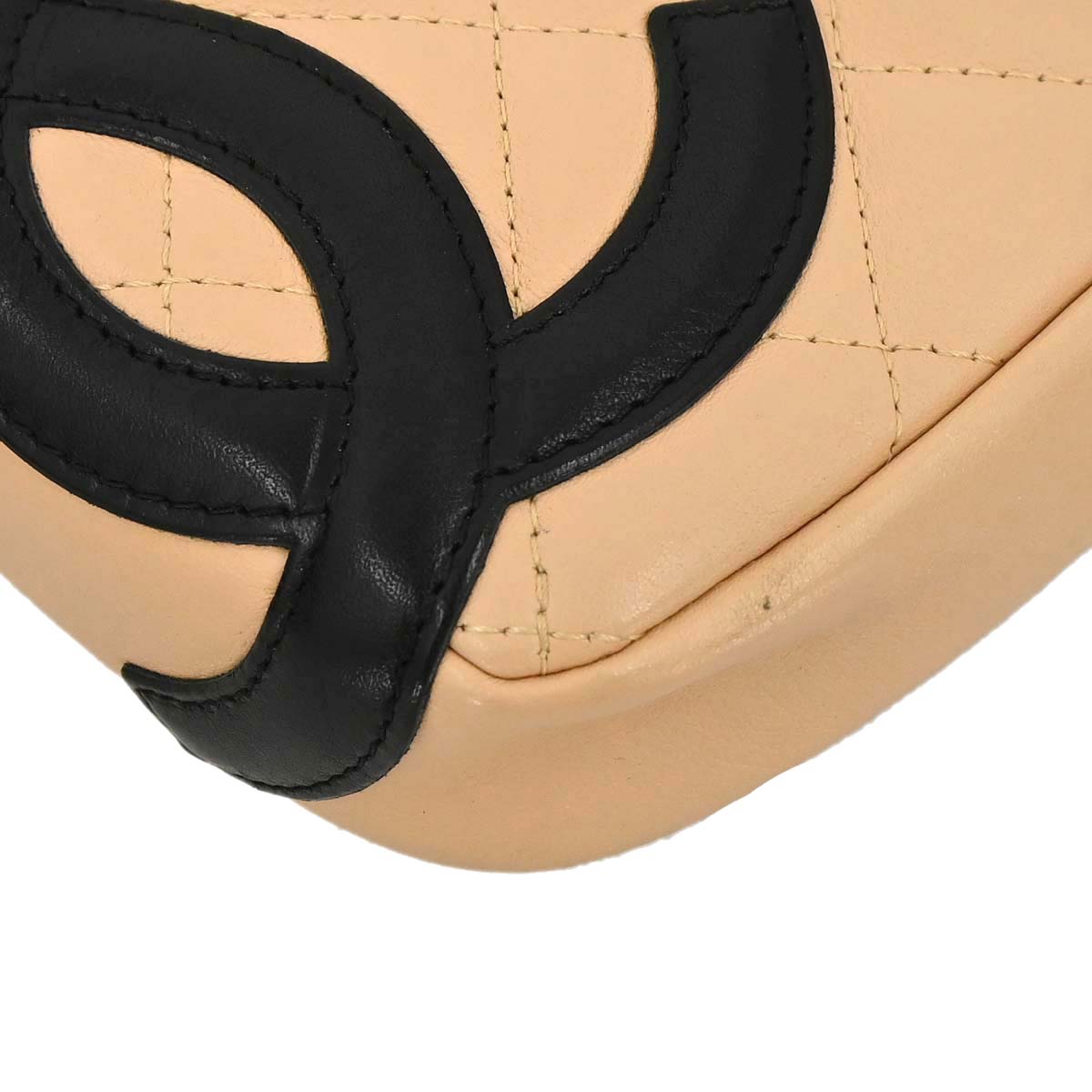 Chanel 2005-2006 Beige Black Calfskin Cambon Ligne Handbag