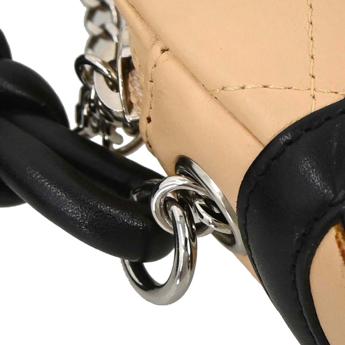 Chanel 2005-2006 Beige Black Calfskin Cambon Ligne Handbag