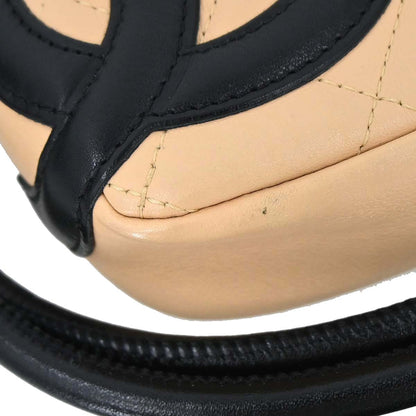 Chanel 2005-2006 Beige Black Calfskin Cambon Ligne Handbag