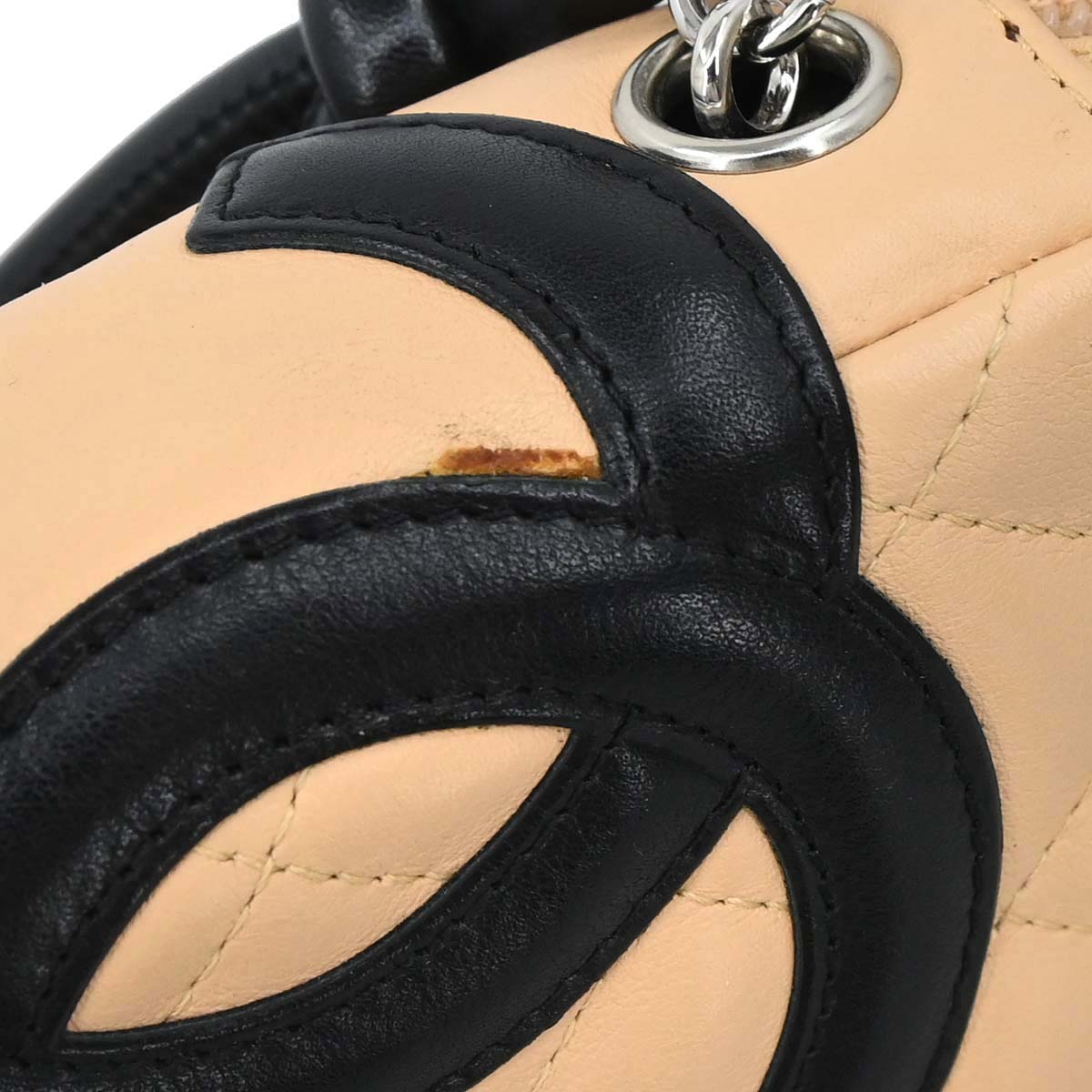 Chanel 2005-2006 Beige Black Calfskin Cambon Ligne Handbag