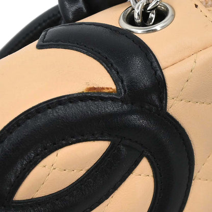 Chanel 2005-2006 Beige Black Calfskin Cambon Ligne Handbag