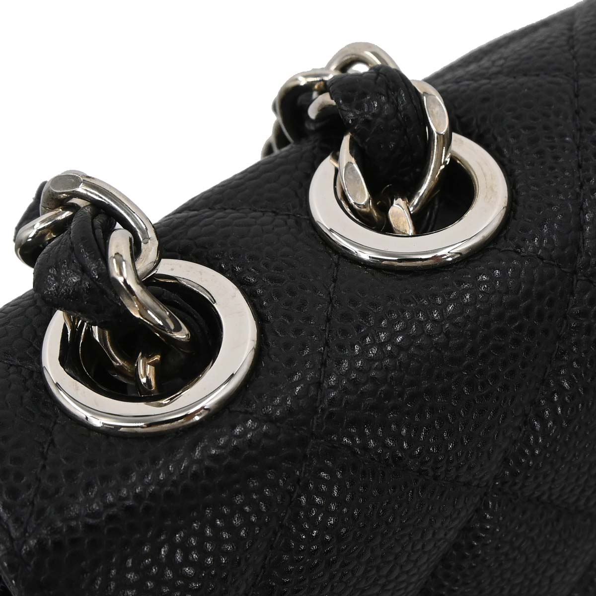 Chanel 2000-2002 Black Caviar Skin Jumbo Classic Flap Shoulder Bag