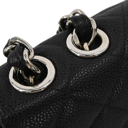 Chanel 2000-2002 Black Caviar Skin Jumbo Classic Flap Shoulder Bag