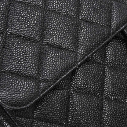 Chanel 2000-2002 Black Caviar Skin Jumbo Classic Flap Shoulder Bag