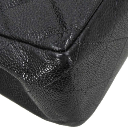 Chanel 2000-2002 Black Caviar Skin Jumbo Classic Flap Shoulder Bag