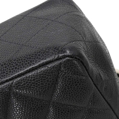 Chanel 2000-2002 Black Caviar Skin Jumbo Classic Flap Shoulder Bag
