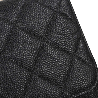 Chanel 2000-2002 Black Caviar Skin Jumbo Classic Flap Shoulder Bag