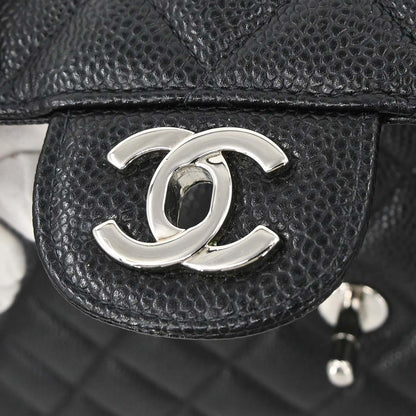 Chanel 2000-2002 Black Caviar Skin Jumbo Classic Flap Shoulder Bag