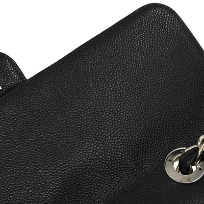 Chanel 2000-2002 Black Caviar Skin Jumbo Classic Flap Shoulder Bag