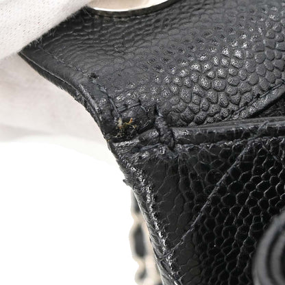 Chanel 2000-2002 Black Caviar Skin Jumbo Classic Flap Shoulder Bag
