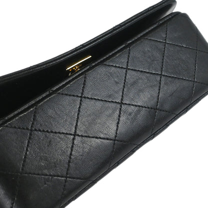 Chanel 1989-1991 Black Lambskin Turnlock Mini Full Flap Shoulder Bag