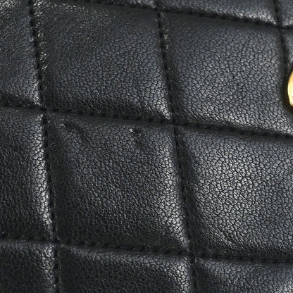 Chanel 1989-1991 Black Lambskin Turnlock Mini Full Flap Shoulder Bag