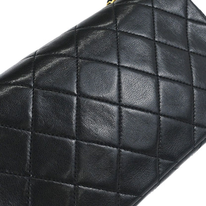Chanel 1989-1991 Black Lambskin Turnlock Mini Full Flap Shoulder Bag