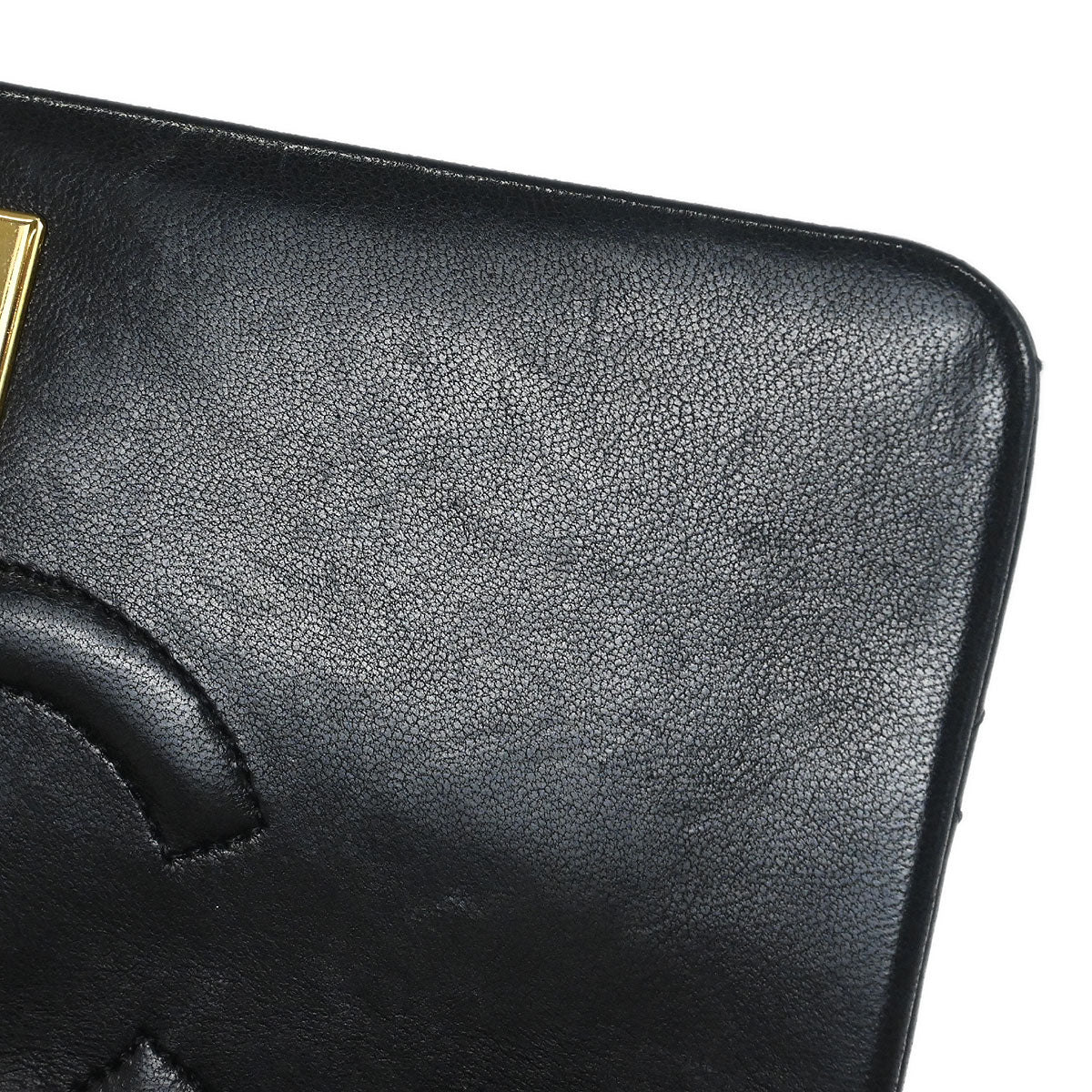 Chanel 1989-1991 Black Lambskin Turnlock Mini Full Flap Shoulder Bag