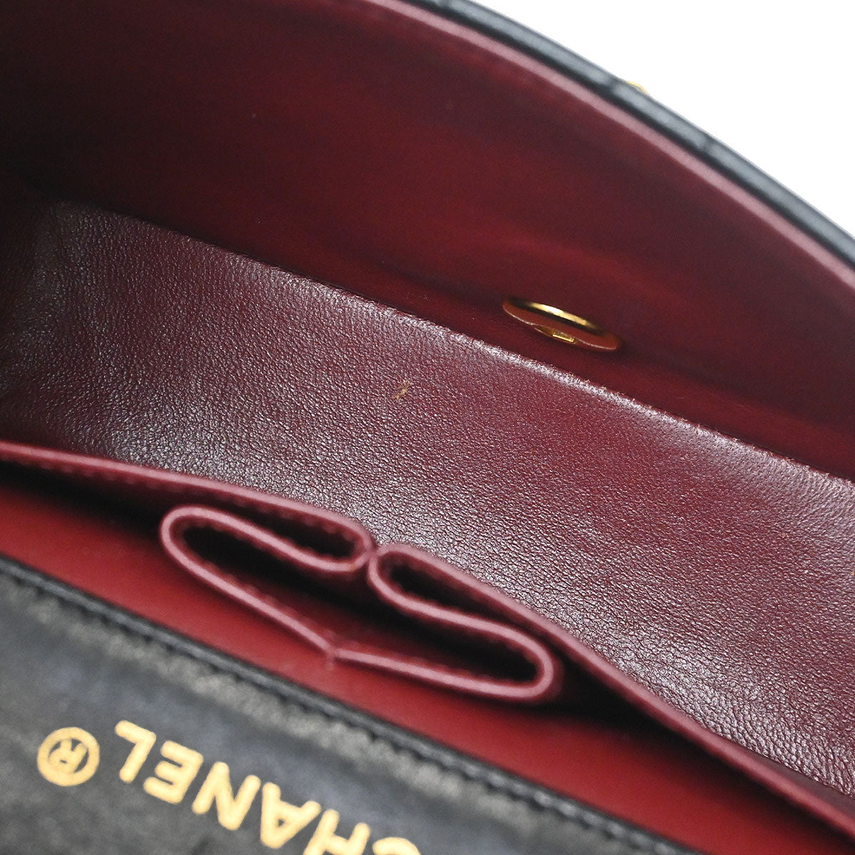 Chanel 1989-1991 Black Lambskin Turnlock Mini Full Flap Shoulder Bag