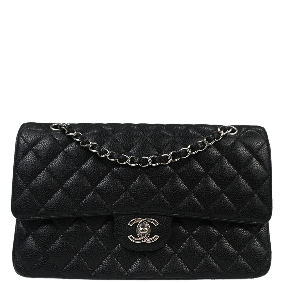 Chanel Black Caviar Skin Medium Classic Double Flap Shoulder Bag