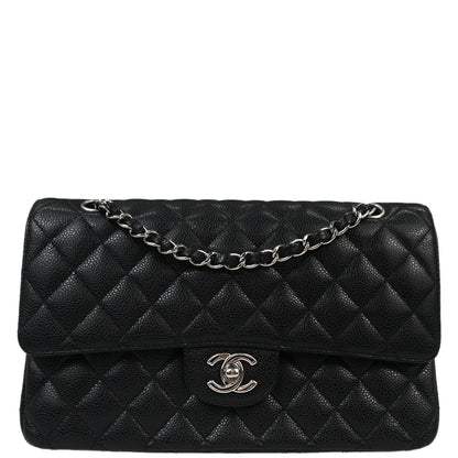 Chanel Black Caviar Skin Medium Classic Double Flap Shoulder Bag