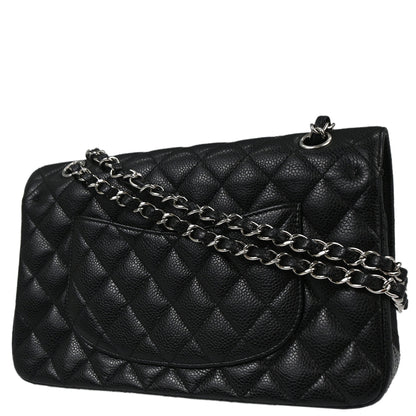 Chanel Black Caviar Skin Medium Classic Double Flap Shoulder Bag