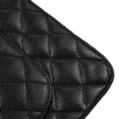 Chanel Black Caviar Skin Medium Classic Double Flap Shoulder Bag