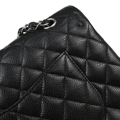Chanel Black Caviar Skin Medium Classic Double Flap Shoulder Bag