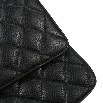 Chanel Black Caviar Skin Medium Classic Double Flap Shoulder Bag