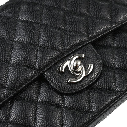 Chanel Black Caviar Skin Medium Classic Double Flap Shoulder Bag