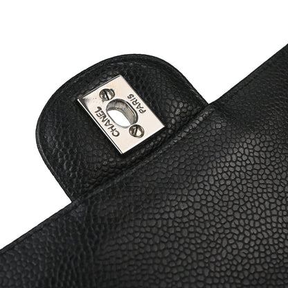 Chanel Black Caviar Skin Medium Classic Double Flap Shoulder Bag