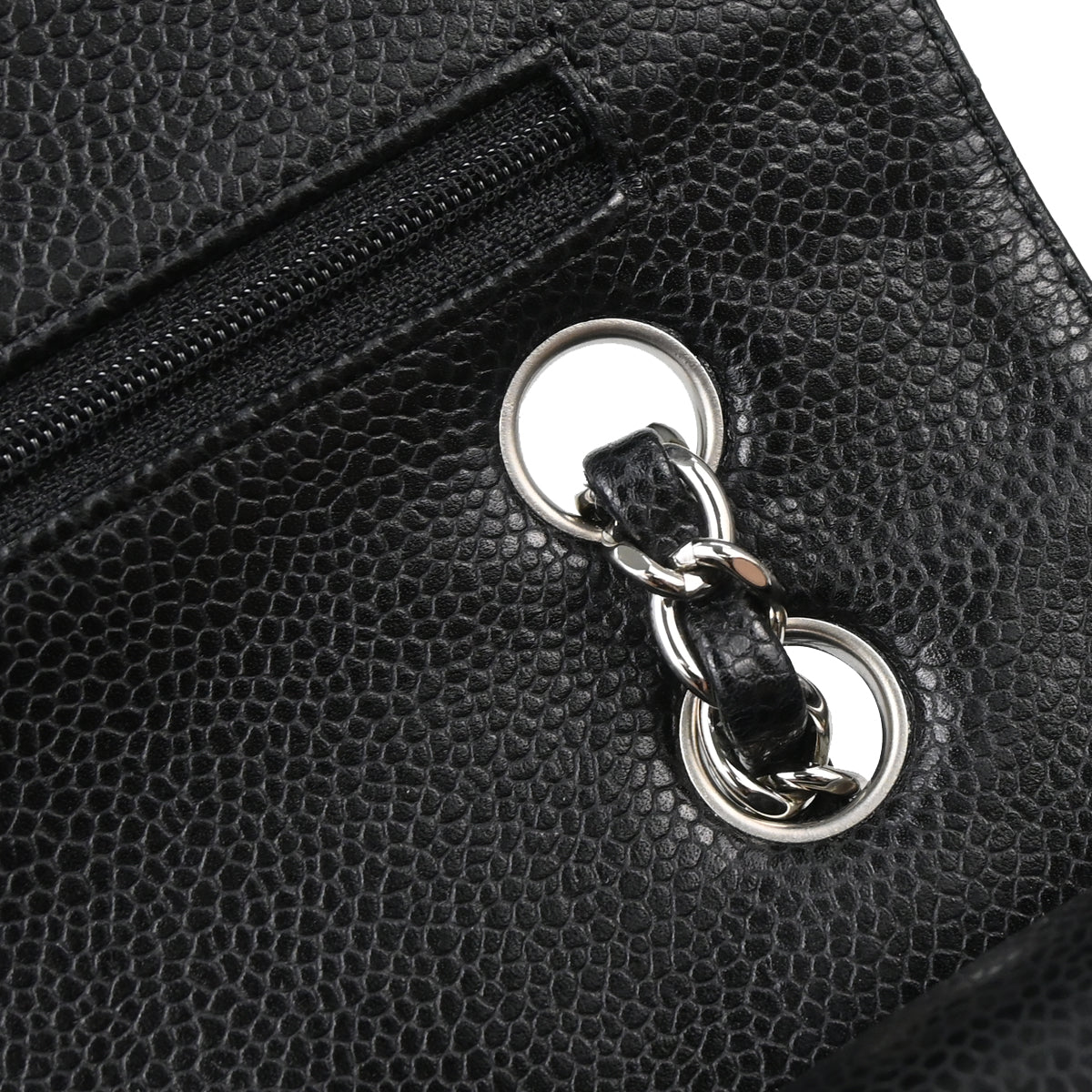 Chanel Black Caviar Skin Medium Classic Double Flap Shoulder Bag