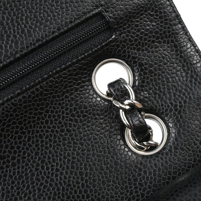 Chanel Black Caviar Skin Medium Classic Double Flap Shoulder Bag