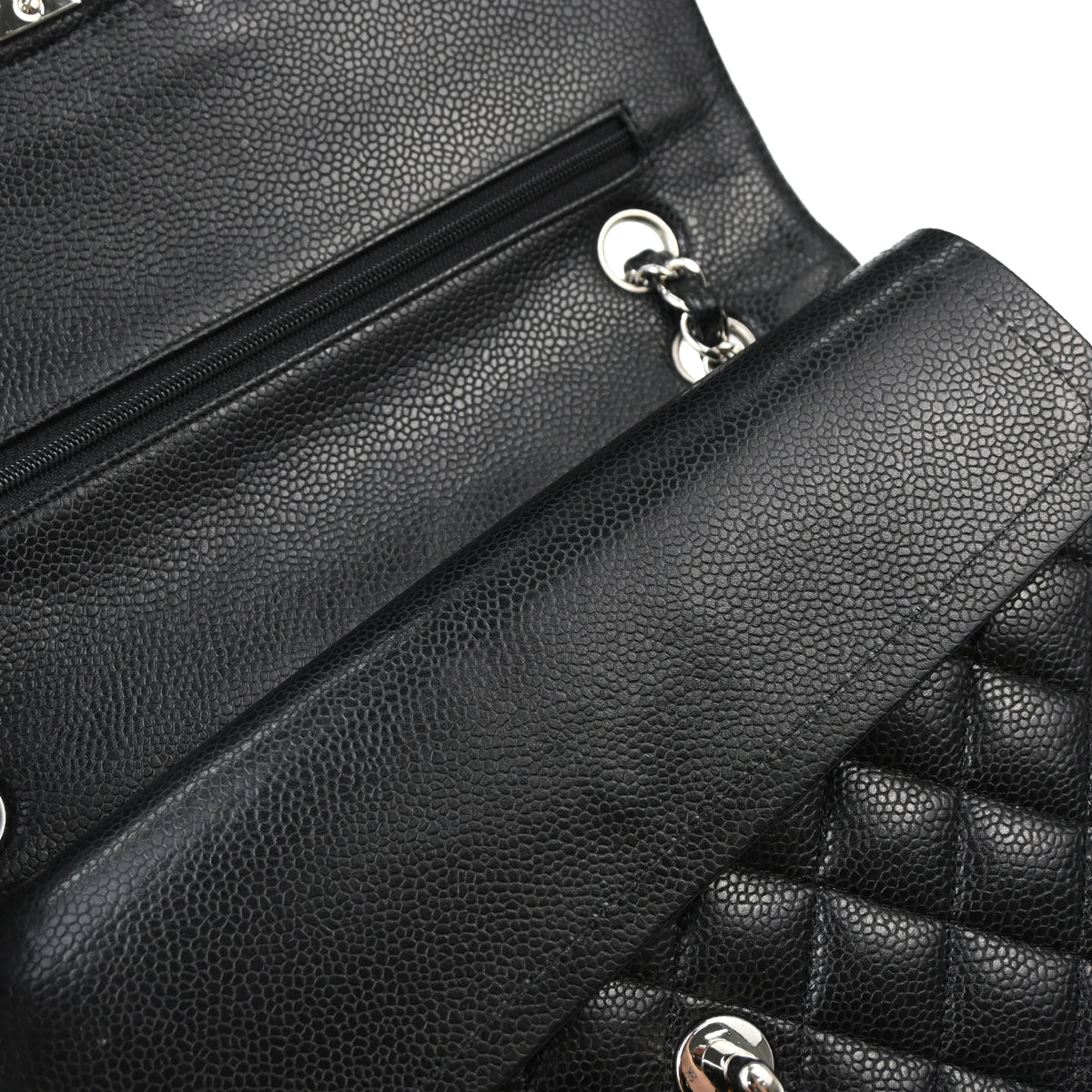 Chanel Black Caviar Skin Medium Classic Double Flap Shoulder Bag