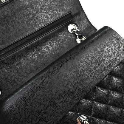 Chanel Black Caviar Skin Medium Classic Double Flap Shoulder Bag
