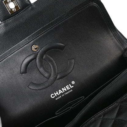Chanel Black Caviar Skin Medium Classic Double Flap Shoulder Bag