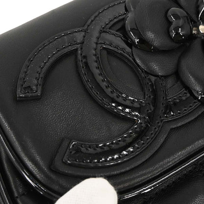 Chanel 2005-2006 Black Lambskin Choco Bar Camellia Handbag