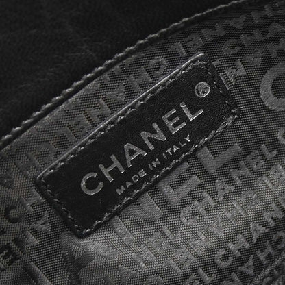 Chanel 2005-2006 Black Lambskin Choco Bar Camellia Handbag